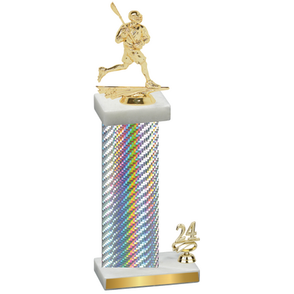 Accented Single Silver Carbon Fiber Year Lacrosse Trophy