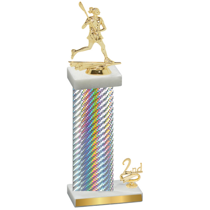 Accented Single Silver Carbon Fiber Second Place Lacrosse Trophy