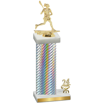 Accented Single Silver Carbon Fiber Year Lacrosse Trophy