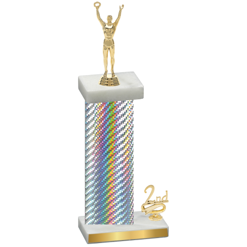 Accented Single Silver Carbon Fiber Second Place Victory Trophy