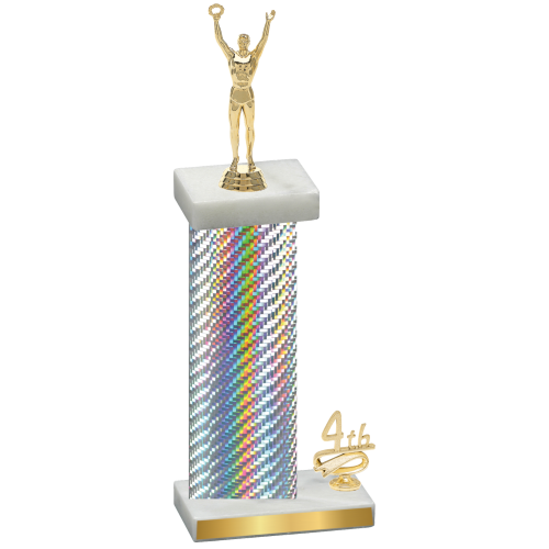 Accented Single Silver Carbon Fiber Fourth Place Victory Trophy