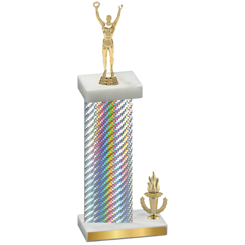 Accented Single Silver Carbon Fiber Victory Victory Trophy