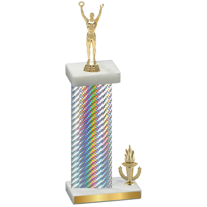 Accented Single Silver Carbon Fiber Victory Victory Trophy