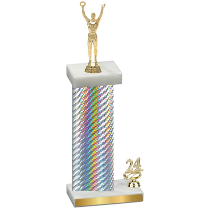 Accented Single Silver Carbon Fiber Year Victory Trophy