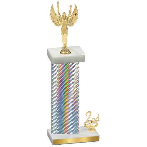 Accented Single Silver Carbon Fiber Second Place Victory Trophy