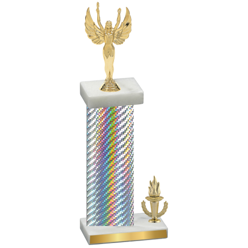 Accented Single Silver Carbon Fiber Victory Victory Trophy