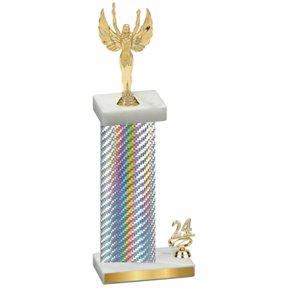 Accented Single Silver Carbon Fiber Year Victory Trophy