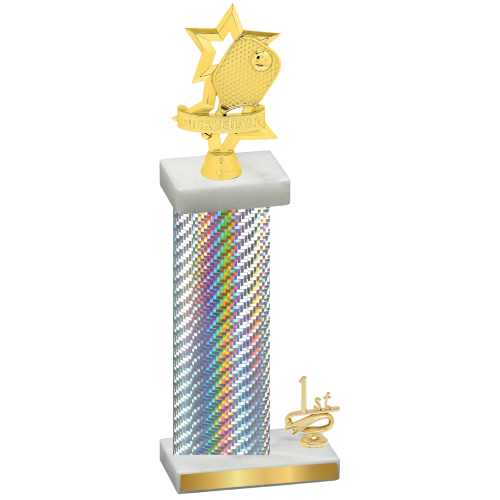 Accented Single Silver Carbon Fiber First Place Pickleball Trophy