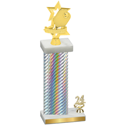 Accented Single Silver Carbon Fiber Year Pickleball Trophy