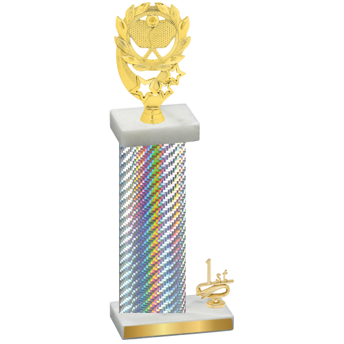 Accented Single Silver Carbon Fiber First Place Pickleball Trophy