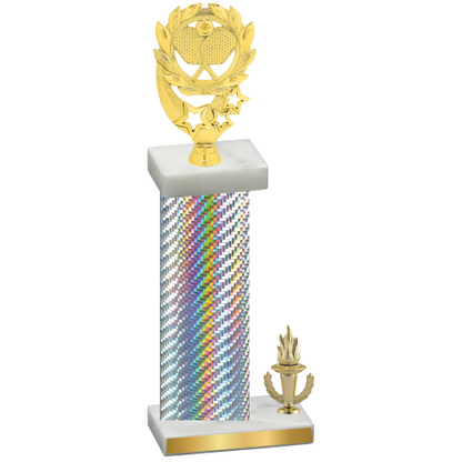 Accented Single Silver Carbon Fiber Victory Pickleball Trophy