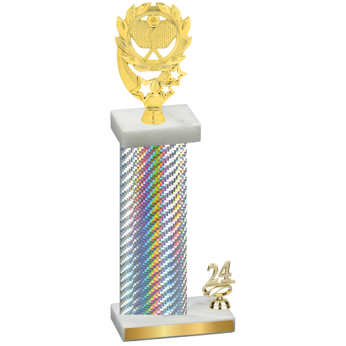 Accented Single Silver Carbon Fiber Year Pickleball Trophy