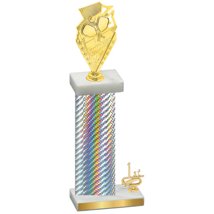 Accented Single Silver Carbon Fiber First Place Pickleball Trophy