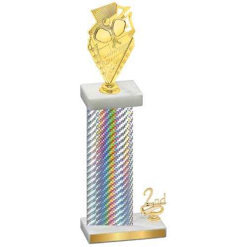 Accented Single Silver Carbon Fiber Second Place Pickleball Trophy