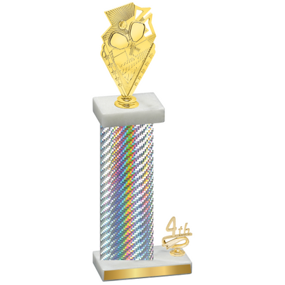 Accented Single Silver Carbon Fiber Fourth Place Pickleball Trophy