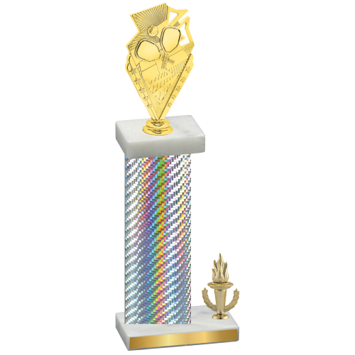 Accented Single Silver Carbon Fiber Victory Pickleball Trophy