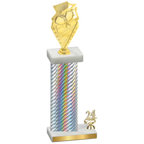 Accented Single Silver Carbon Fiber Year Pickleball Trophy