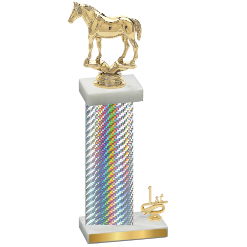 Accented Single Silver Carbon Fiber First Place Horses Trophy