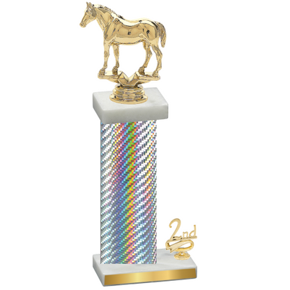 Accented Single Silver Carbon Fiber Second Place Horses Trophy