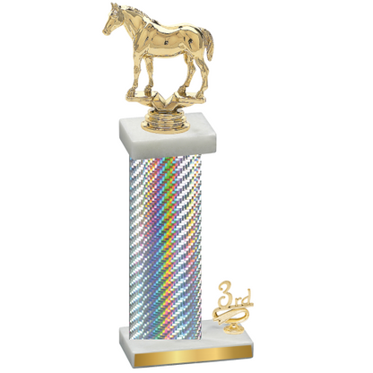 Accented Single Silver Carbon Fiber Third Place Horses Trophy