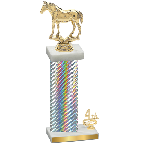 Accented Single Silver Carbon Fiber Fourth Place Horses Trophy