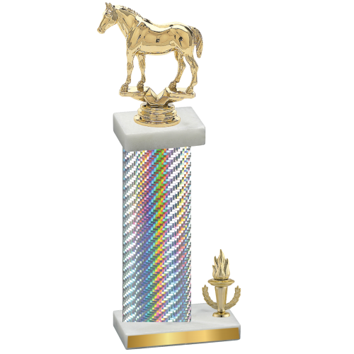 Accented Single Silver Carbon Fiber Victory Horses Trophy