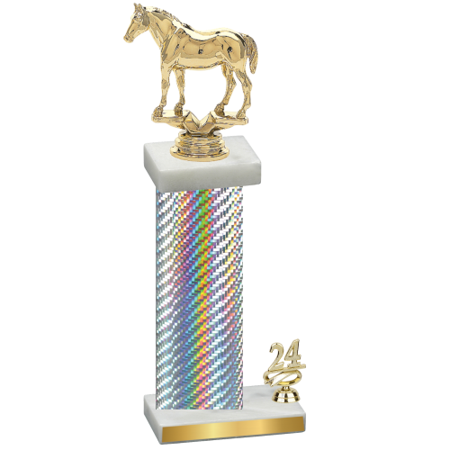 Accented Single Silver Carbon Fiber Year Horses Trophy