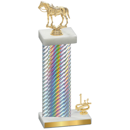 Accented Single Silver Carbon Fiber First Place Horses Trophy