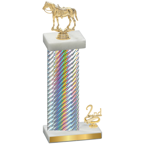 Accented Single Silver Carbon Fiber Second Place Horses Trophy