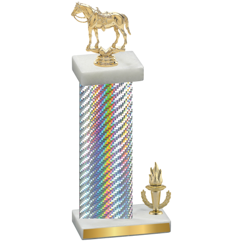 Accented Single Silver Carbon Fiber Victory Horses Trophy