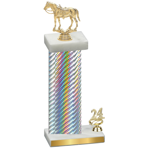 Accented Single Silver Carbon Fiber Year Horses Trophy