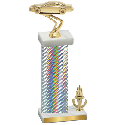 Accented Single Silver Carbon Fiber Victory Cars Trophy