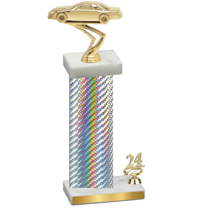 Accented Single Silver Carbon Fiber Year Cars Trophy