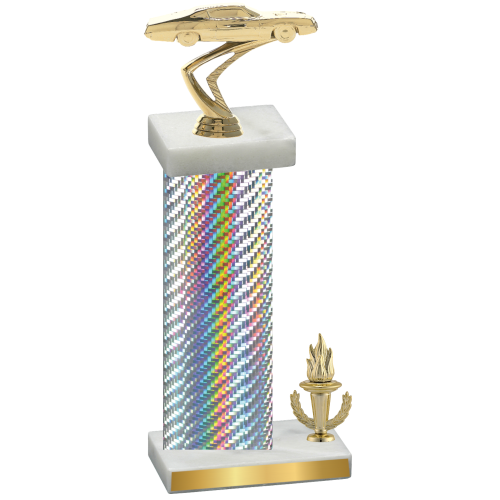 Accented Single Silver Carbon Fiber Victory Cars Trophy