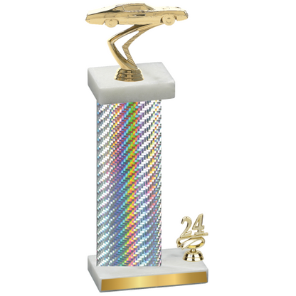 Accented Single Silver Carbon Fiber Year Cars Trophy