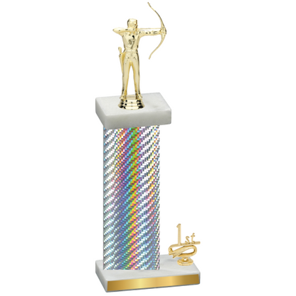 Accented Single Silver Carbon Fiber First Place Archery Trophy