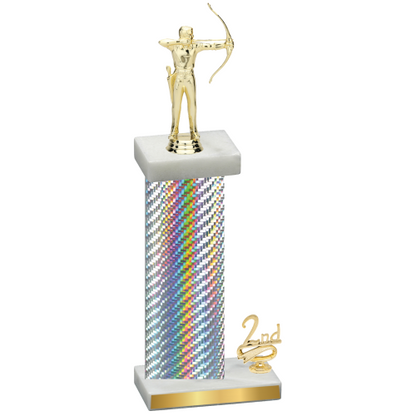 Accented Single Silver Carbon Fiber Second Place Archery Trophy