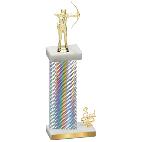 Accented Single Silver Carbon Fiber Third Place Archery Trophy