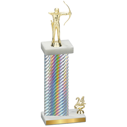 Accented Single Silver Carbon Fiber Year Archery Trophy