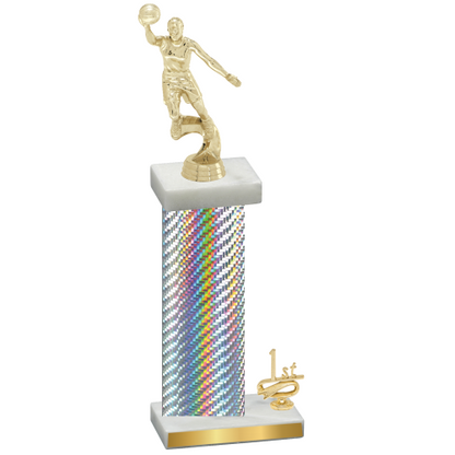 Accented Single Silver Carbon Fiber First Place Basketball Trophy