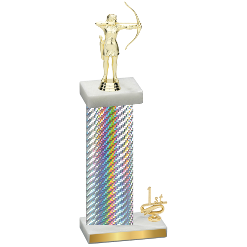 Accented Single Silver Carbon Fiber First Place Archery Trophy