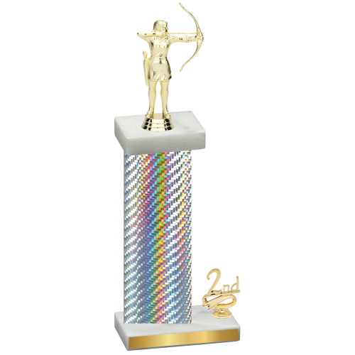 Accented Single Silver Carbon Fiber Second Place Archery Trophy