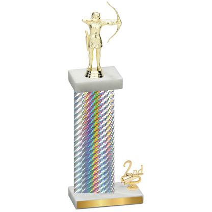 Accented Single Silver Carbon Fiber Second Place Archery Trophy