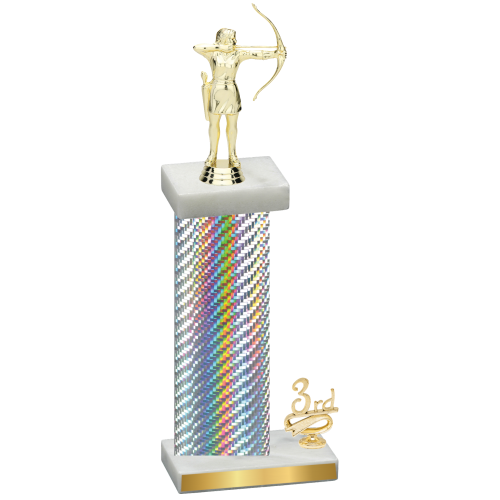 Accented Single Silver Carbon Fiber Third Place Archery Trophy