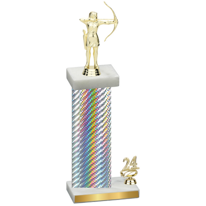 Accented Single Silver Carbon Fiber Year Archery Trophy