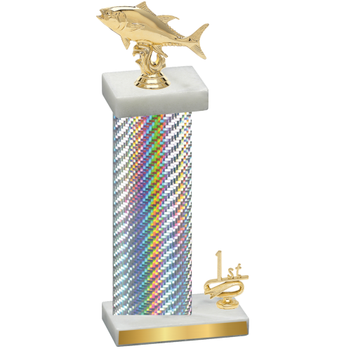 Accented Single Silver Carbon Fiber First Place Fishing Trophy