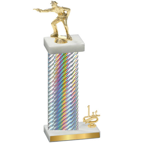 Accented Single Silver Carbon Fiber First Place Shooter Trophy