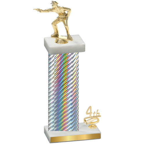Accented Single Silver Carbon Fiber Fourth Place Shooter Trophy