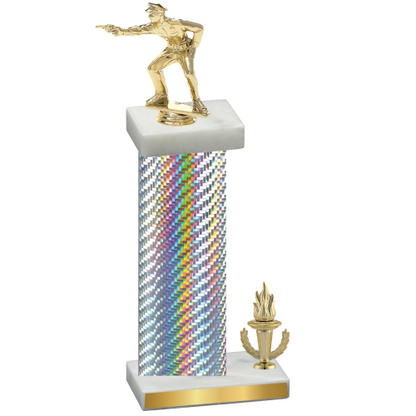 Accented Single Silver Carbon Fiber Victory Shooter Trophy