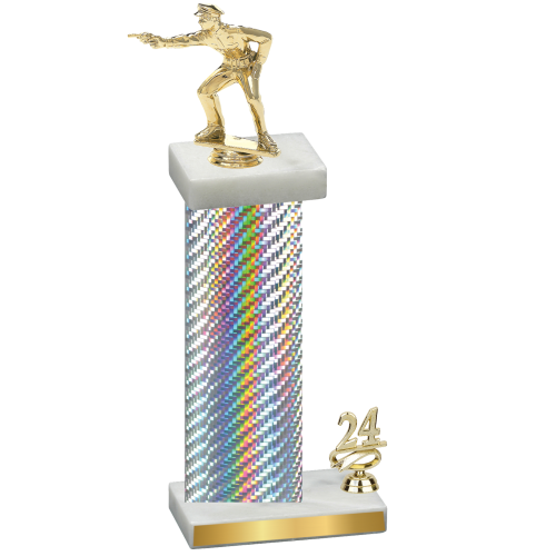 Accented Single Silver Carbon Fiber Year Shooter Trophy